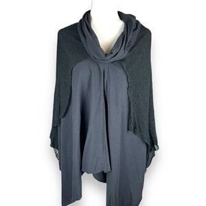 Psylo Organic Cotton Poncho Top Womens Size Medium Large Black Gothic Grunge Alt